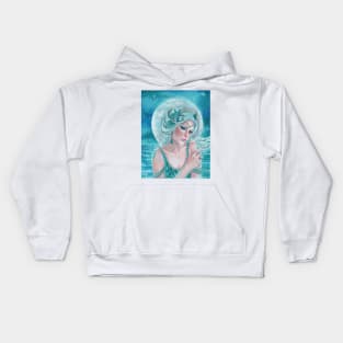 Luna moon goddess mermaid art by Renee Lavoie Kids Hoodie